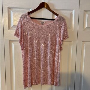 dressbarn Glittering Pink Short Sleeve Tee